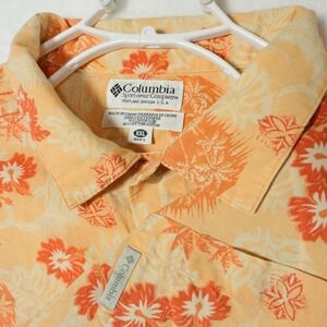 Columbia Hawaiian Camp Shirt Men's 2XL‎ XXL Linen Blend Floral Tropical AOP Dad